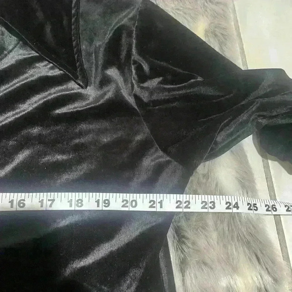 Y2K VTG Lip Service Women Tunic Top Small Lace Up Crushed Velvet Bell Sleeve XL - Picture 7 of 8